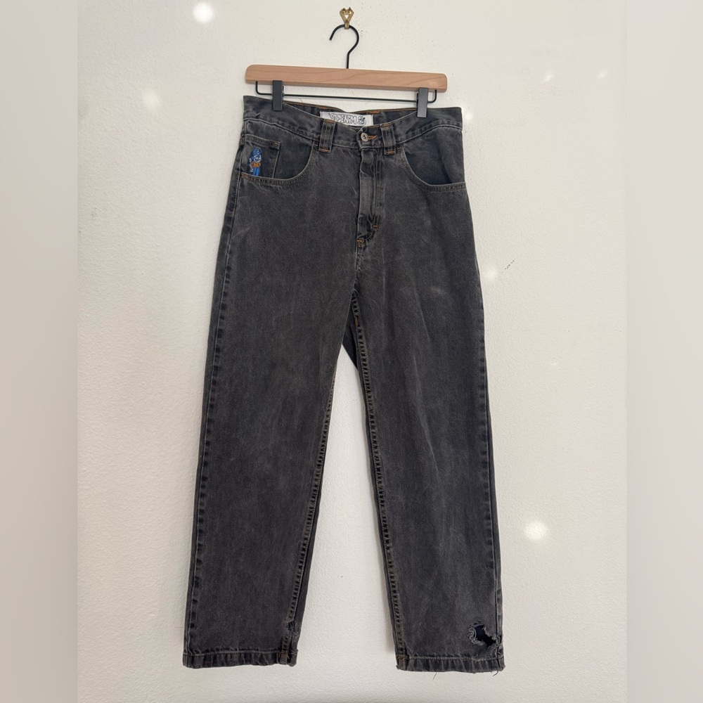93 Denim Co. Black Washed Straight Leg Jeans Size 28/30 – Distressed Hem